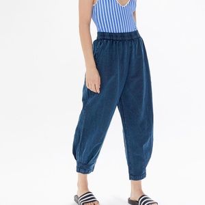 UO Larkin High-Waisted Tapered Pull-On Pant - Dark Blue